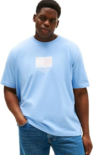 Tommy Hilfiger Herren T-Shirt Kurzarm Flag Tee Regular Fit, Blau (Cloudy Blue), 4XL