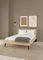 Dmora - Doppelbett Dalee, Struktur des Lagerbetts, Sommier mit Abdeckung, Bettrahmen aus Stoff, 206x153 h91 cm, helle Eiche