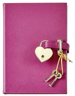 Graphic Image Small Journaling Diary with Heart Lock in Saffiano Leather (240 Pages - 4.5-x-6) (Pink)