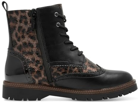 s.Oliver Damen Schnürstiefel ohne Absatz mit Reißverschluss Vegan, Mehrfarbig (Leopard Comb.), 40 EU