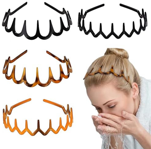 DWFEYOI Lot De 4 Bandeaux Zig Zag En Forme De Dents De Requin Peigne À Cheveux Bandeaux En Plastique De Forme Ondulée Accessoire pour Femmes Filles.bandeau cheveux femme,serre tete femme