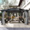 Amopatio Gartenpavillon 3x4 m Wasserdicht Stabil Winterfest, Pavillon mit Polycarbonat - Dach, Hardtop Pavillon mit Seitenteile für Garten, Terrassen (Grau)