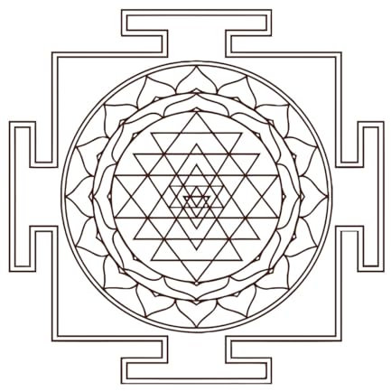 Sri Yantra Mandala Aufkleber Wand Zimmer Dekor Kunst Vinyl Aufkleber Wandbild Yantra Logo Symbol groß-L-81x95cm-Coffee