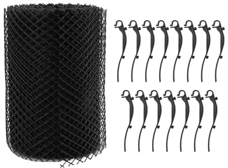 Plastikrinnenschutz Mesh Roll Schwarze Kunststoffwächter Mesh Downpout Rohrrinnenabdeckung Filter Schutzschutz Netz mit Clip Festen Haken