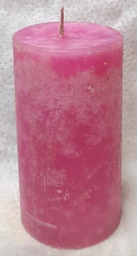 Set mit 4 zylindrischen Kerzen marmoriert, Rosa Fuchsia, dekorativ