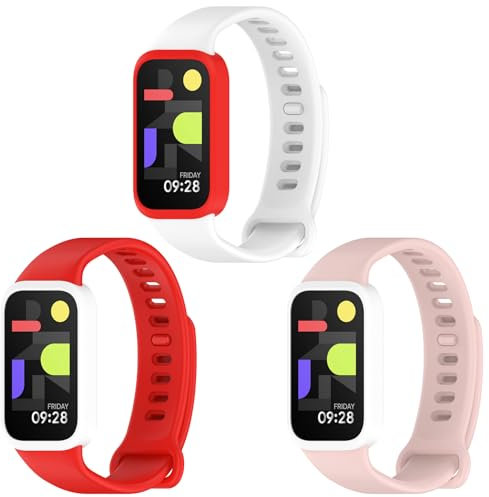 OUTPUTBT 3-pezzi Sportivo Cinturino per Xiaomi Mi Band 9 Active/Combinazione Bicolore in Silicone/Adatto al Nuoto e Resistente al Sudore per Uomo Donna