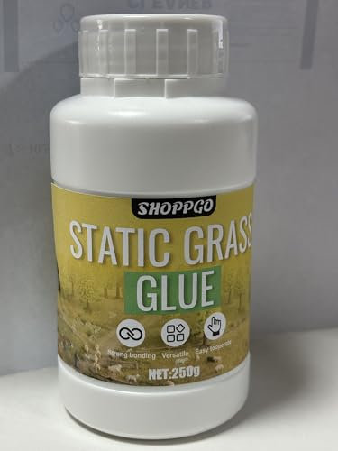 SHOPPGO Colle pour Maquette, Modélisme Ferroviaire Colle Maquette, Colle D'herbes, Modélisme Ferroviaire, Convient pour l'herbe Statique en Vrac/ Pelouse/ Forêt/Bois/Scènes de Neige, 250g