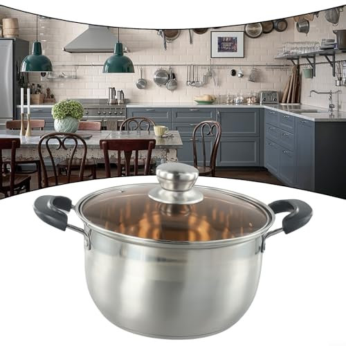 Cazuela funcional del pote de sopa del acero inoxidable de los 24CM con la tapa de cristal de la vista fácil
