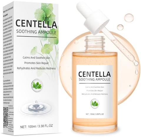 Erigathe Centella Serum Gesicht, 100ml Centella Ampoule für Alle Hauttypen, Tief feuchtigkeitsspendende Gesichtsessenz reduziert Rötungen, hellt auf und wirkt gegen Falten
