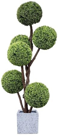 BiaBuiMM Albero Artificiale, Pianta Verde Finta a 6 Sfere, Pianta Artificiale da Esterno per Porta D’ingresso, Veranda o Ufficio a Casa, Senza Vaso