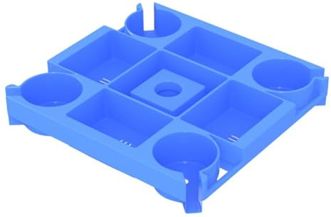 VIRELLO Bandeja para sombrilla de playa, 4 portavasos y compartimentos para aperitivos, se adapta a postes de 0.7 a 1.6 pulgadas, organizador de plástico anti-UV con agujeros de drenaje para