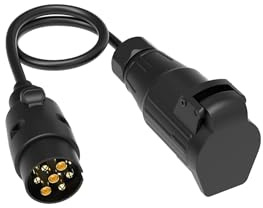 cartrend Adapterkabel 7 auf 13-polig, 0,5 m, 12V Anhänger Adapter, DIN ISO 1724/11446, mit Klappdeckel, PVC Kabel, für Anhänger, Wohnwagen & Caravan, Flexible Verbindung