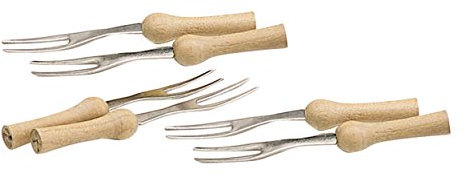 KitchenCraft Juego de 6 brochetas de mazorca de maíz con asas de madera, acero inoxidable, 9,5 cm