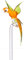 Exklusiver Handgeformter Orchideenstab Rankhilfe Papagei Orange Gruen H ca. 44 cm Handgeformt in Deutschland