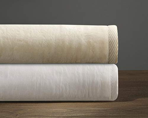 Cotton and Acrylic Soft Blanket, Cashmere Softness, Imported From Portugal (King, White)