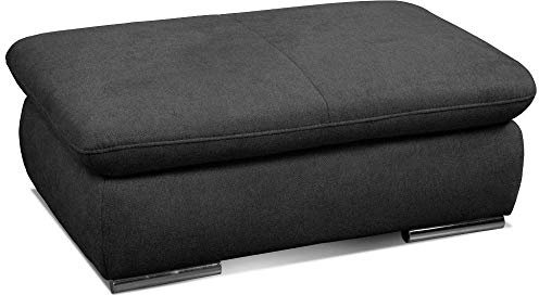 Cavadore Hocker Alkatraz / Polsterhocker passend zum Ecksofa oder zur Wohnlandschaft Alkatraz / Modernes Design / 101 x 43 x 68 / Schwarz