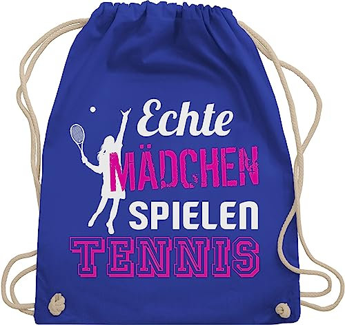 Turnbeutel Rucksack - Tennisspieler Geschenk - Echte Mädchen spielen Tennis - Unisize - Royalblau - geschenke kinder tennisrucksäcke tennisfans frauen juterucksäcke tennistaschen 25. geburtstag