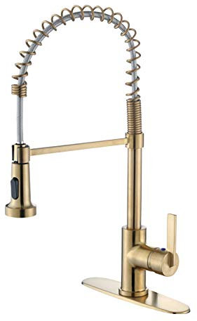 Derengge KF-5025-CS Einhebel-Küchenarmatur mit Deckplatte, 1-Loch oder 3-Loch-Installation, erfüllt cUPC NSF61-9 und AB1953 bleifrei, gebürstetes Gold-Finish