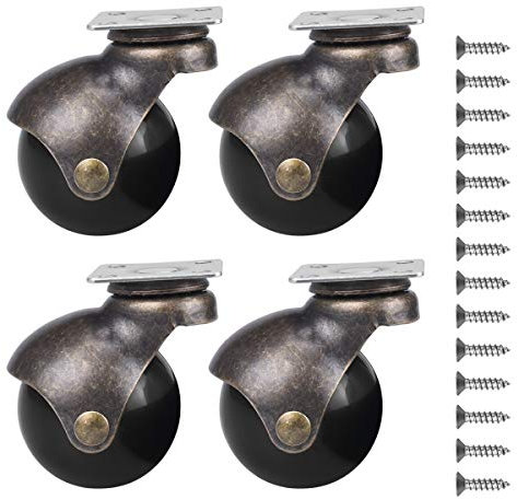 Lenkplatte Lenkrollen 4 Stücke Ball Caster Rad 360 Grad Drehwirbel Platten Metall Mit Kapuze Kugelförmige Bremse Schwere für Schreibtisch Stuhl Couchtisch Spielzeug Schuhe bins (ohne Bremse Lock)
