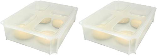 Palatis 2x Teigballenbehälter Pizzaballenbox Pizzaballenbehälter Hefeteig Behälter transluzent Größe 35,5 x 27,5 x 8,5 cm + 2x Klickdeckel