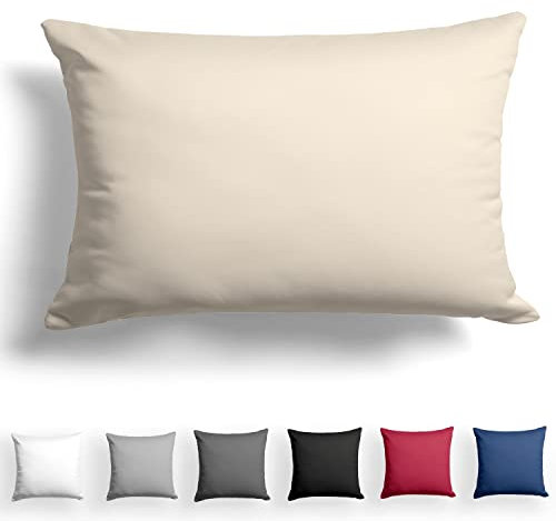 Alreya Mako Satin Kissenbezug 40 x 60 cm - 100% Baumwolle mit YKK Reißverschluss, Superweicher Kopfkissenbezug, Kissenhülle, Oeko-TEX® Standard Zertifiziert, Beige, nur Kissenbezug