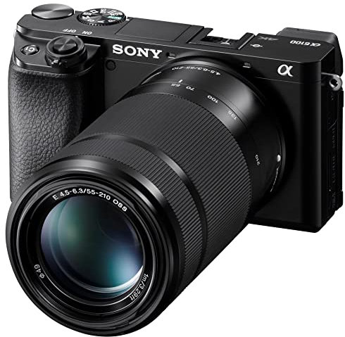Sony Alpha A6100 Mirrorless Camera 24.2 Megapixel with 16-50mm and 55-210mm Zoom Lenses, Eye Tracking Autofocus for Human and Animal, 4K Movie recording and Flip Screen Black (Renewed)
