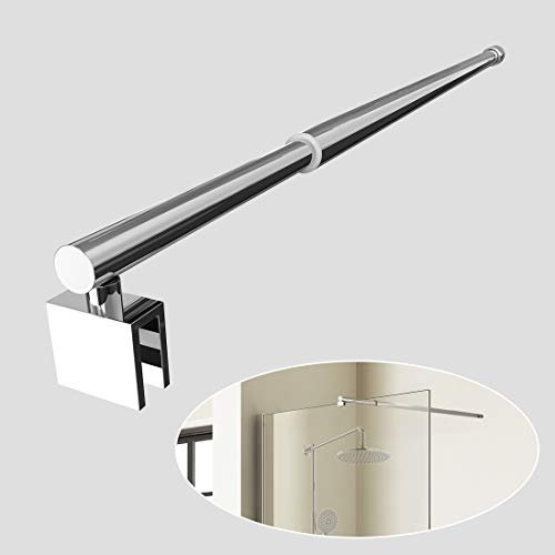 EMKE 700 mm bis 1200 mm verstellbare Teleskop-Länge, Stützstange, Edelstahl, Chrom, runde Form, für Nassraumduschwand, begehbare Duschabtrennung, passend für Dicke 8–10 mm Glas