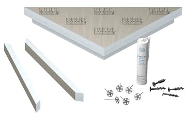 LUX ELEMENTS Ecksitz-Duschbank Fertig zum Verfliesen 84,9 x 60 x 10cm I 3-eckige Hartschaum Sitzbank für die Dusche I Vorgefertigte Bankform für Montage in Ecke I Schwebend