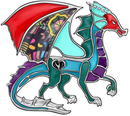DOWAY Broche dragon en émail pour femme - Bijoux tendance, Zinc, Grès