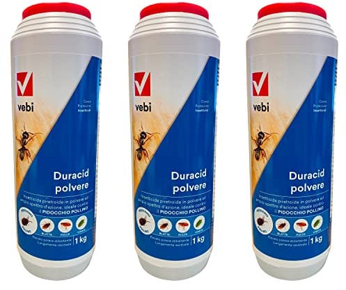 VEBI DURACID Polvere INSETTICIDA AD Uso Domestico E Civile in Confezione da 1 kg Offerta X 3 Pezzi