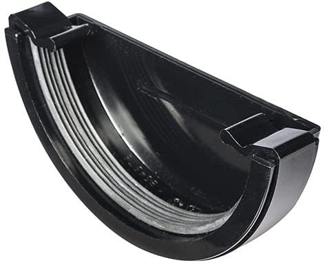 Gutter External Stop End Cap Half Round Fits 112mm Round and Square (Round Stop End External Black - EX004)