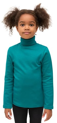 Lilax Girls' Basic Long Sleeve Turtleneck Cotton T-Shirt 2T Green