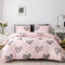 GETIYA Mädchen Damen Bettwäsche 135x200cm 4 Teilig Romantisch Rosa Bettwäsche Herzen Muster Bettbezug Hellrosa Bettwaesche Microfaser Herz Deckenbezug mit 2 Kissenbezüge 80x80cm