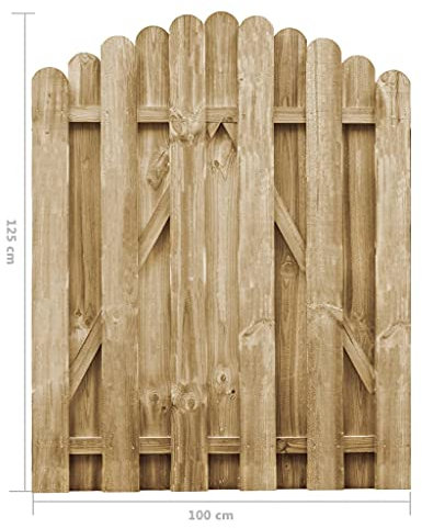Puerta Abatible para Exteriores, Puerta de Jardín de Madera Maciza de Pino, Valla de Entrada Superior Arqueada Impregnada, Panel de Puerta de Entrada Resistente a la Intemperie para Jardín, Patio, Pat