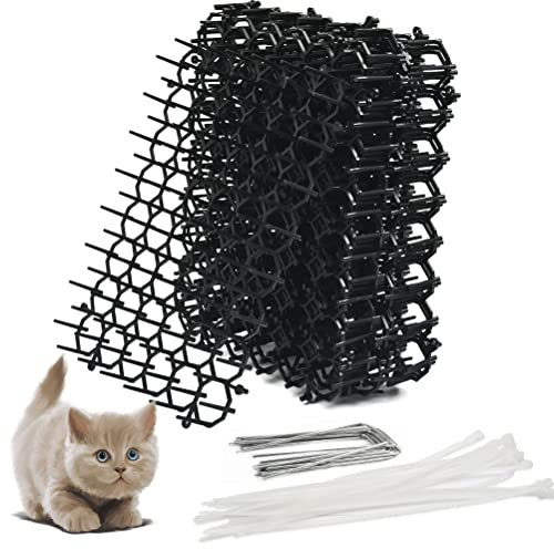 BUYGOO Dornengitter Gegen Katzen, 12pcs Katzenabwehr Matte, 20x15cm Katzenabwehr Garten Dornengitter, Tier Barriere mit Spikes, Dornengitter Katzenabwehrs, für Katzen, Hunde, Wildtiere - für Garten