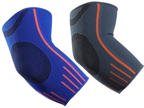 Elbow Support Brace for Men and Women, Elbow Sleeve for Tennis Golfers Powerlifting Bodybuilding Sports Compression Arm Sleeve for Tendonitis – Arthritis, Joint Pain Relief(Grey, Small (S))