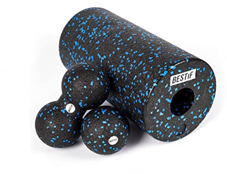 BESTIF Faszienrolle Set zur Selbstmassage – 3-teiliges Faszien Set mit Faszienrolle, Massageball & Peanut Ball – Ideal gegen Rückenschmerzen, Muskelverspannung & für Faszientraining
