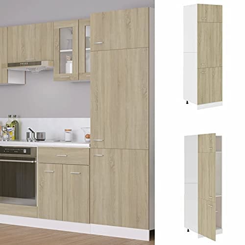 RONGQI Armadio per Frigo,Armadio per Frigorifero,Armadio per Frigorifero da Incasso,Armadio per Frigo,Armadio per Frigo Rovere Sonoma 60x57x207 cm in Truciolato