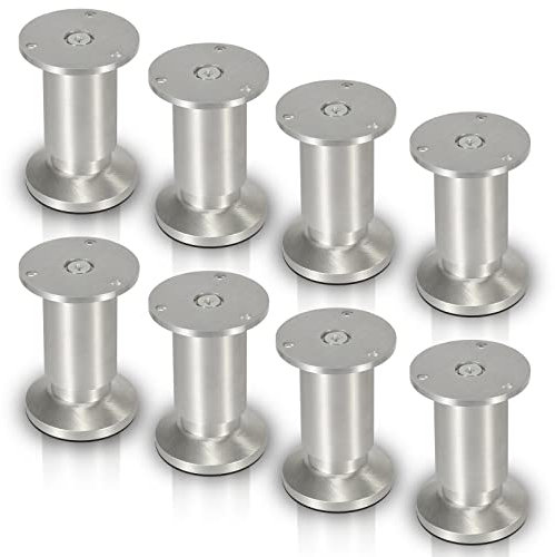 Joparri 8 patas de aluminio para muebles, altura de 120 mm, patas de muebles soportan hasta 250 kg, patas redondas regulables, soporte mueble para sofá, armarios de cocina