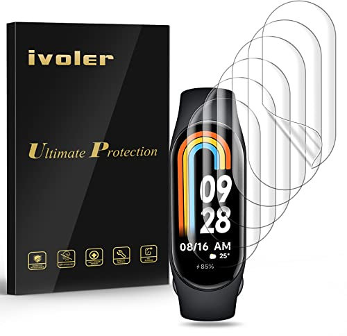 ivoler 6 Piezas Protector de Pantalla para Xiaomi Smart Band 10/9 / 8 / Xiaomi Mi Band 10/9 / 8, [Cobertura Completa] [líquida Instalar] [Anti-Arañazos] Transparente TPU Suave láminas Protectora