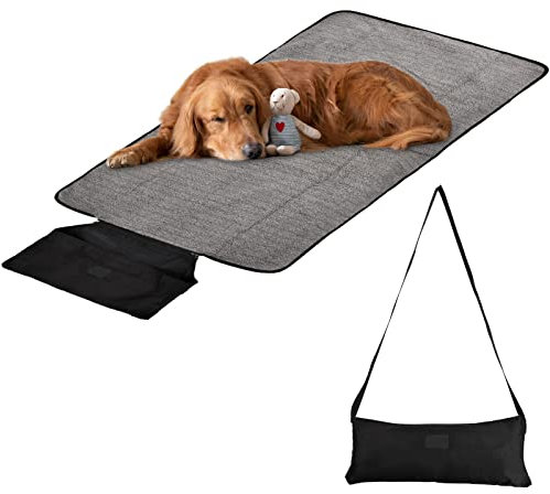 Hundedecke Outdoor, Hundepolster Wasserdicht Faltbar, Decke Hund Unterwegs, Katzendecken Waschbar, Hundematte Wasserdicht für Draußen - 100 x 70cm (Schwarz)