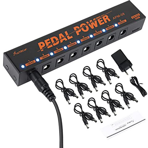 Asmuse Fuente de Alimentación para Pedal de Guitarra con 8 Salidas de CC, para Pedales de Efectos de Guitarra Eléctrica de 9 V