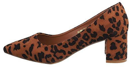 Ital Design Damenschuhe Pumps Klassische Pumps, YU-081-, Textil, Leo, Gr. 38