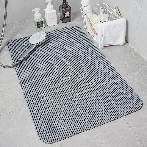 Bodenmatte Saunaläufer Duschmatte, Wasserdicht PVC Fußbodenteppich, Schnelle Entwässerung Nassbereich Teppich, for Schwimmbad Balkon Autowäsche, Abgeschnitten (90 * 150cm, Dunkelgrau)