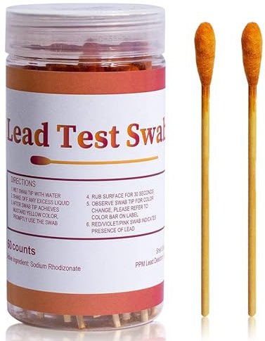 ISENVO Blei Test Tupfer, 60-teiliges Blei-Sofort-Test-Kit, Blei-Test-Tupfer für zu Hause, Verwendung für lackierte Oberflächen, Keramik, Geschirr, Metall, Holz, Schnelle Ergebnisse in 30 Sekunden