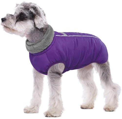 Kuoser Wärme Hundemantel, Winter Hundejacke, Winddicht Hundemantel, Reflektierend Hundemantel für Draußen, Hundebekleidung mit Reißverschluss für Mittelgroßer Hunde, M