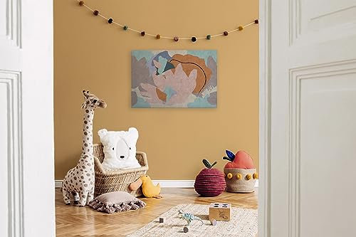Leinwandbild Grafik abstrakt Kunst - Kunstdruck bunt rosa - 90x60 cm Querformat - Moderne Wanddekoration Schlafzimmer Wohnzimmer Küche - Bild auf Keilrahmen