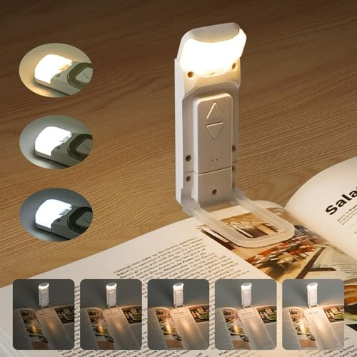 Aigostar Lámpara de Lectura LED Recargable USB | 3 Modos & 5 Niveles Brillo Ajustable | Clip 360° Ajustable para Libros/Cabeceros | Ideal para Cama, Dormitorio | Protección Ocular