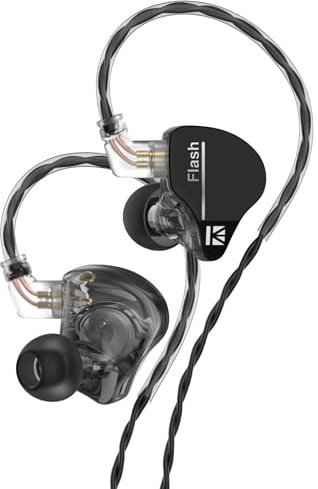 KBEAR Wired Flash Gaming Earbuds - Hybrid 1DD 1BA In-Ear Earphones with Tangle-free Cable for Laptop PC (No Mic, Black)