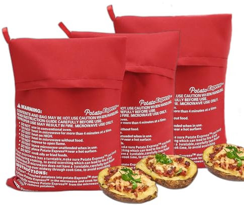 YiXuTag Sac Pomme de Terre,3PCS Sac de Cuisson Pomme de Terre,Sac Pomme de Terre Micro Onde,Sac de Cuisson Lavable,Sac Pomme de Terre Micro Onde,Sac de Cuisson Micro Ondes,Sac Pomme Terre Micro Onde